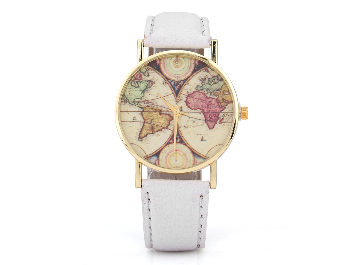 Reloj De Pulsera Analógico De Cuarzo Para Mujer Con Correa De Piel Sintética Blanca - Estilo Elegante