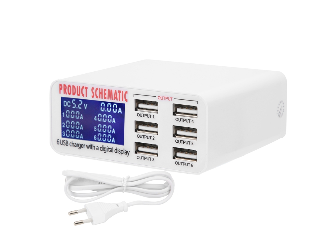 Cargador Con Puertos Usb, Adaptador De Corriente Inteligente De 40 W, 100-240 V, 50-60 Hz, Estación De Carga De Escritorio.