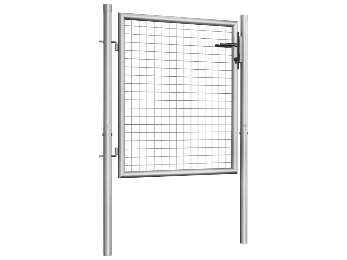Puerta de jardín de acero galvanizado, 105 x 125 cm, color plata, WSD376213, Lovely Home
