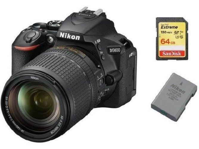 Kit Cámara Réflex NIKON D5600 AF-S 18-140mm F3.5-5.6G ED VR DX + SD 64GB + EN-EL14A