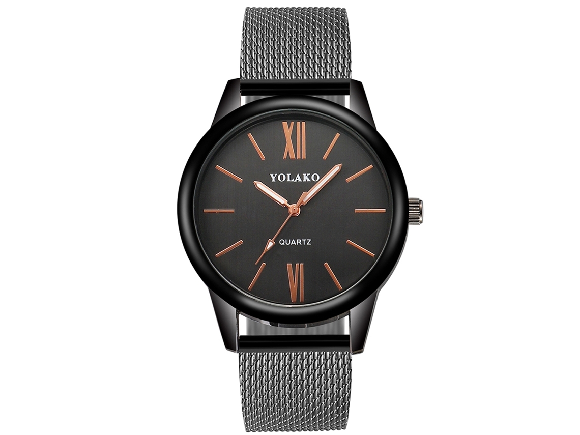 Reloj De Pulsera Unisex Yolako Para Parejas Con Correa De Plástico Y Movimiento De Cuarzo Negro.