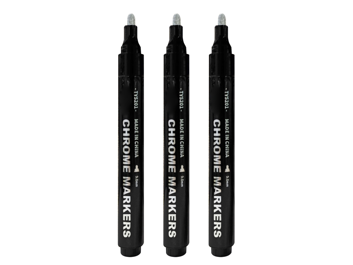 Paquete De 3 Bolígrafos De Tinta Plateada Cromada De 0,7 Mm + 1 Mm + 3 Mm Para Superficies Lisas Y Proyectos De Bricolaje.