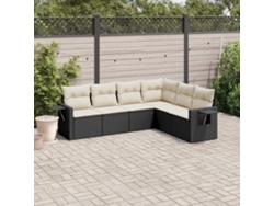 Conjunto de sofás de jardín de 6 piezas DKD Home Decor con cojines de mimbre negros