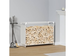 Leñero 90x28x65 cm Acero laminado en frío Blanco LOVELY HOME
