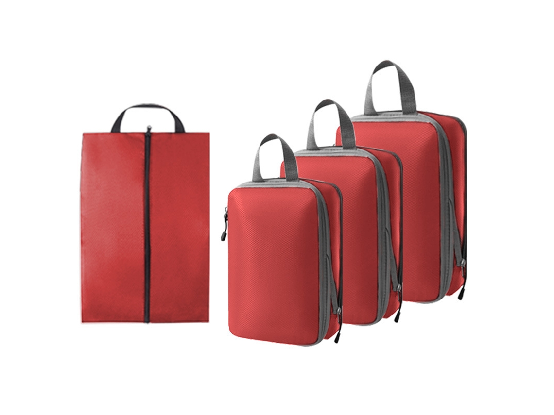 Juego De 4 Piezas, Organizadores De Equipaje De Viaje Expandibles Para Ropa, Ropa Interior Y Zapatos CHRUI Red