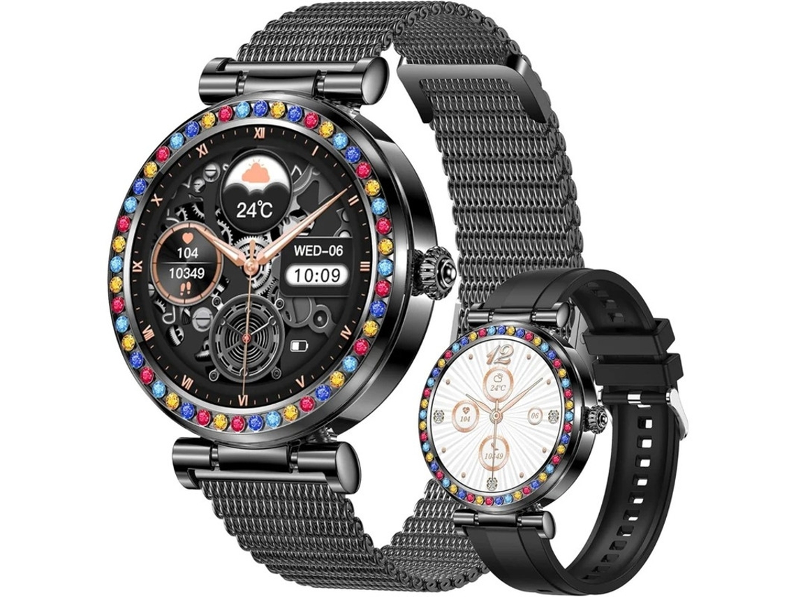 Reloj inteligente para mujer con Bluetooth, resistente al agua hasta 5 ATM, monitor de frecuencia cardíaca, SPO2 y presión arterial.