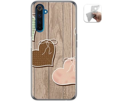 Carcasa Realme 6 Pro TUMUNDOSMARTPHONE Corazones Madera Multicolor