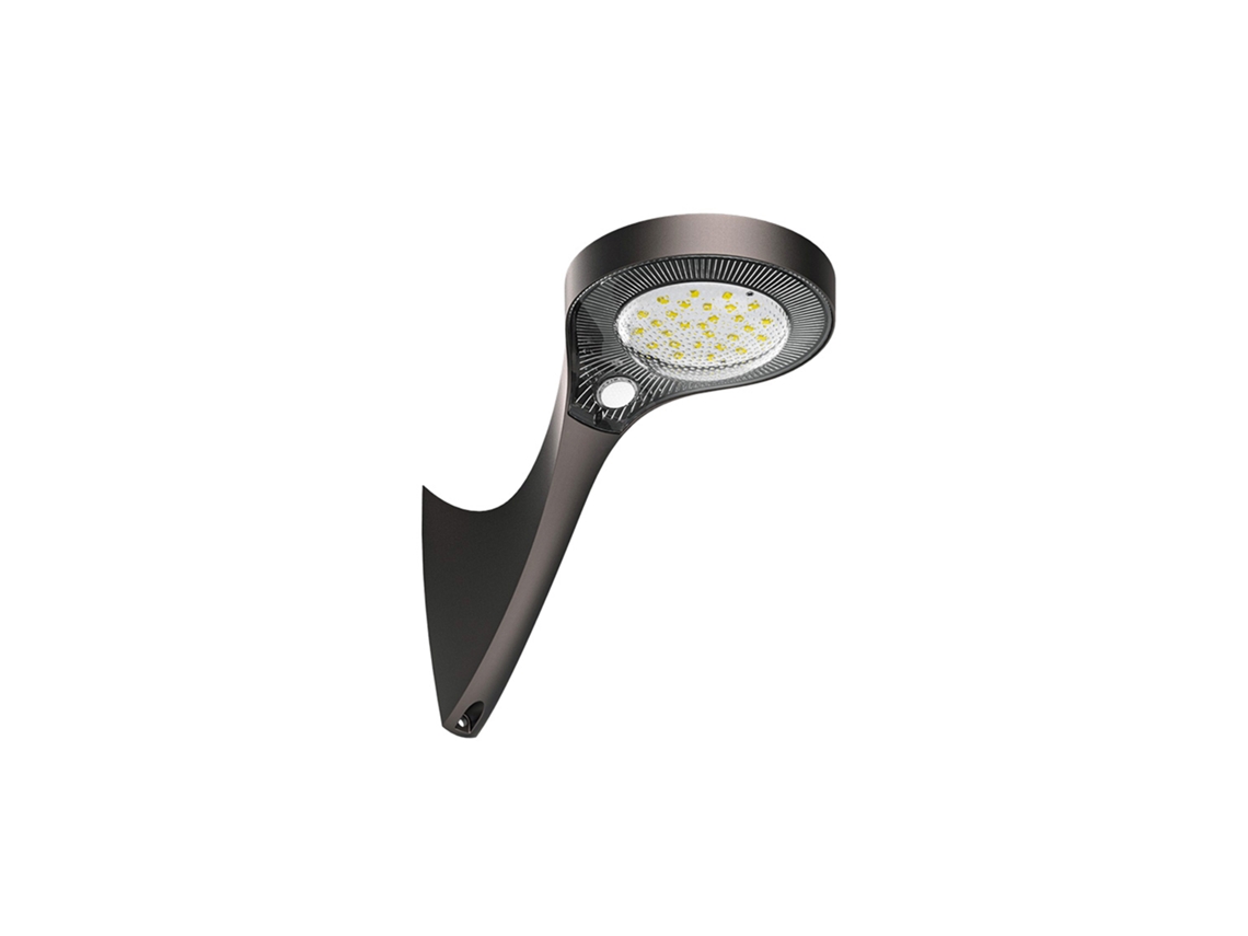 Aplique de pared LED solar de 1000 lm con luz crepuscular y sensor PIR.