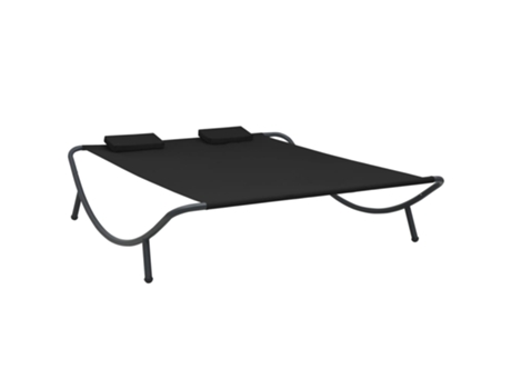 MAISON EXCLUSIVE - Tumbona doble de exterior de tela negro
