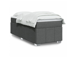 Cama Box Spring Con Colchón Tela Gris Oscuro 90x200 Cm