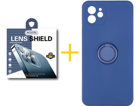 Carcasa + 1 Protector de Cámara para iPhone 12 Mini ACCETEL Azul Oscuro
