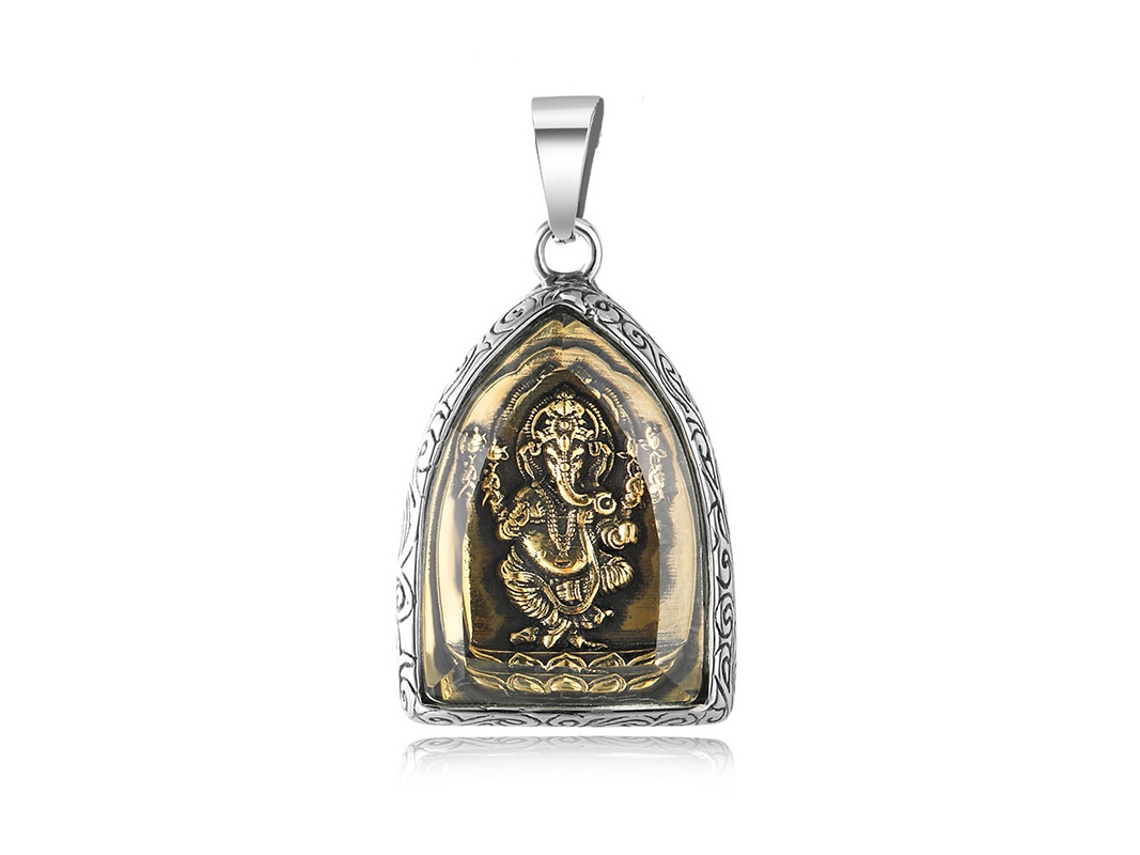 Colgante De Buda Ganesha Con Forma De Elefante En Acero De Titanio De Alta Dureza Con Textura Refinada Para Hombres Y Mujeres.