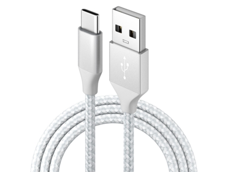 Cable de datos tipo c Teléfono Android QC3.03A Cable de datos de carga rápida para teléfono móvil Cable de carga del cargador USB-Blanco plateado 1...