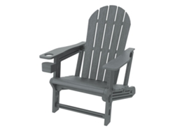 Silla Adironack Ml-design Con Portavasos, Gris, Plástico Con Aspecto De Madera
