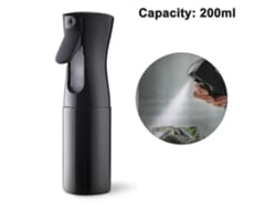 Frasco de spray para cabelo, Mister Fino, 200ml para salão de beleza com almofada aerossol ultrafina e design ergonômico, preto.
