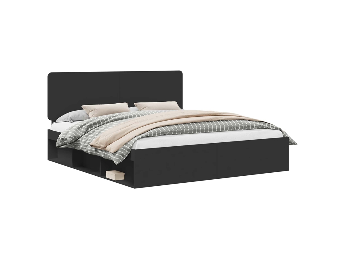 Maison Exclusive - Estructura De Cama Negro 180 X 200 Cm Madera De Pino Macizo