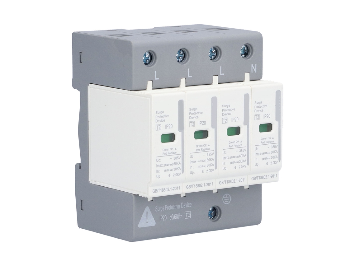 Dispositivo De Protección Contra Sobretensiones 4p60ka Spd Arrester 220v 380v Para Circuito Eléctrico Residencial
