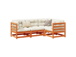 unidades Conjunto. Sofás Jardim C/ Almofadões Pinho Maciço Castanho Mel Dkd Home Decor