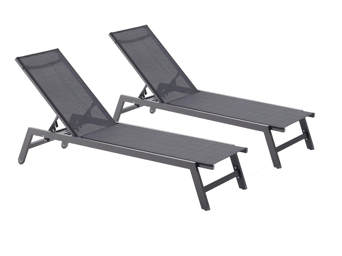 Juego 2 Tumbonas CONCEPT U Prato (Gris y Negro - Aluminio - 191x55x100 cm)