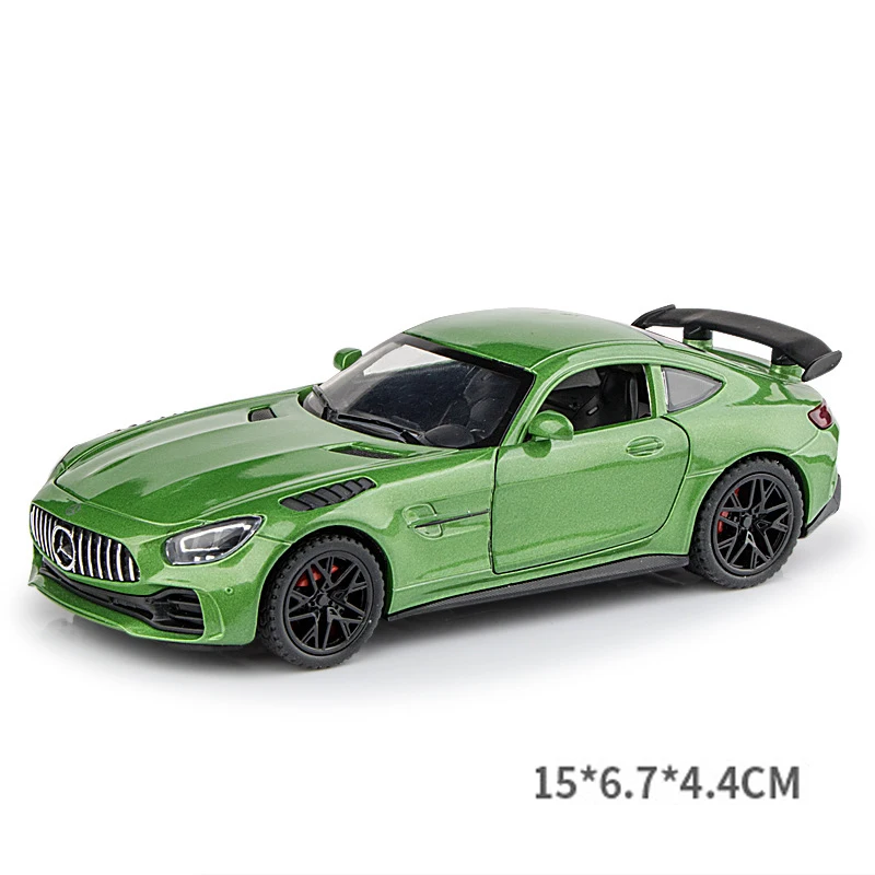 (Verde) Modelo de coche deportivo a escala 1:32, con funciones de sonido y luz, y puertas que se pueden abrir.