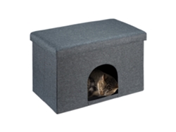 Caverna Para Gatos Relaxdays Com Almofada, Banco Dobrável, Esconderijo Para Gatos E Cães, 38,5x64,5x37,5 Cm, Cinza
