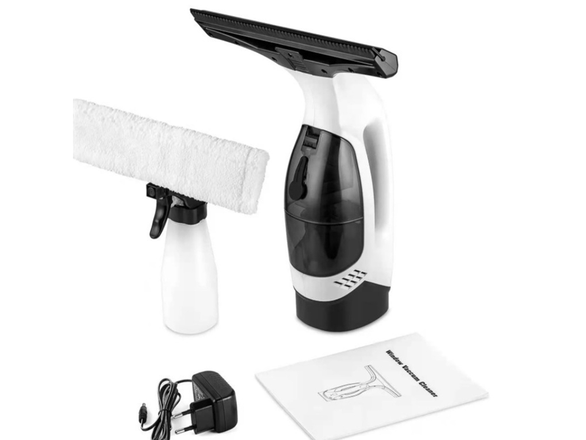 JILLIOPER Aspiradora de Ventana Inalámbrica, Juego de Herramienta de Limpieza con Rascador, Herramienta Eléctrica con Pulverizador para Limpieza de Ventanas con
