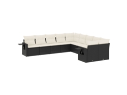 Maison Exclusive - Set De Sofás De Jardín 10 Pzas Cojines Ratán Sintético Negro