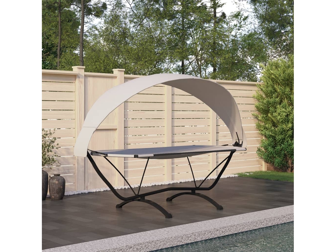 Tumbonasilla De Jardín Con Dosel De Acero Y Tela Oxford Crema Wsd28251