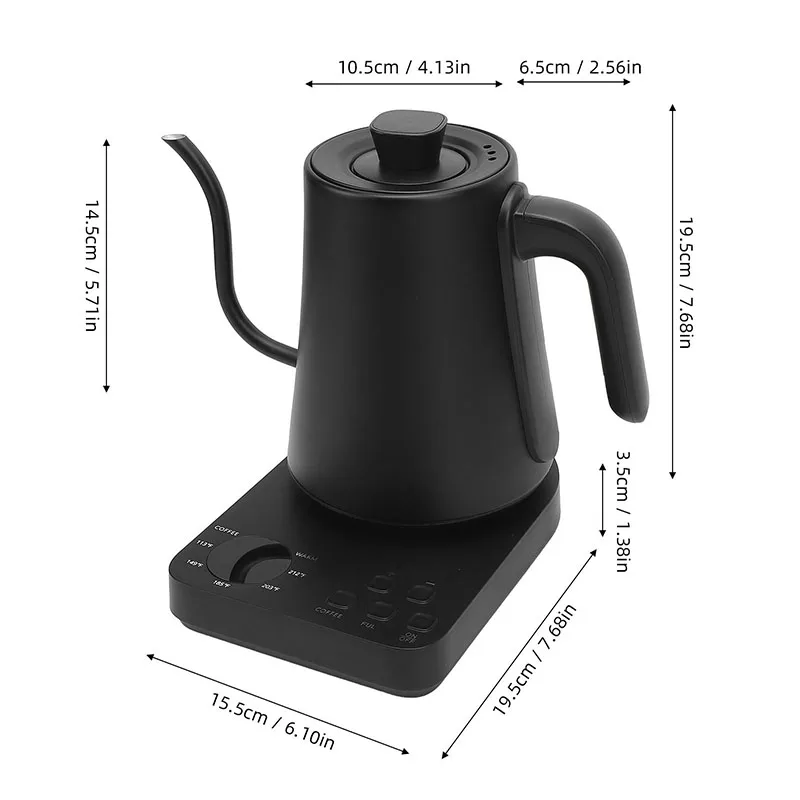 Hervidor Eléctrico De Cuello De Cisne (negro), Cafetera De Goteo De 1000 Ml, Hervidor Con Control De Temperatura, 1200 W