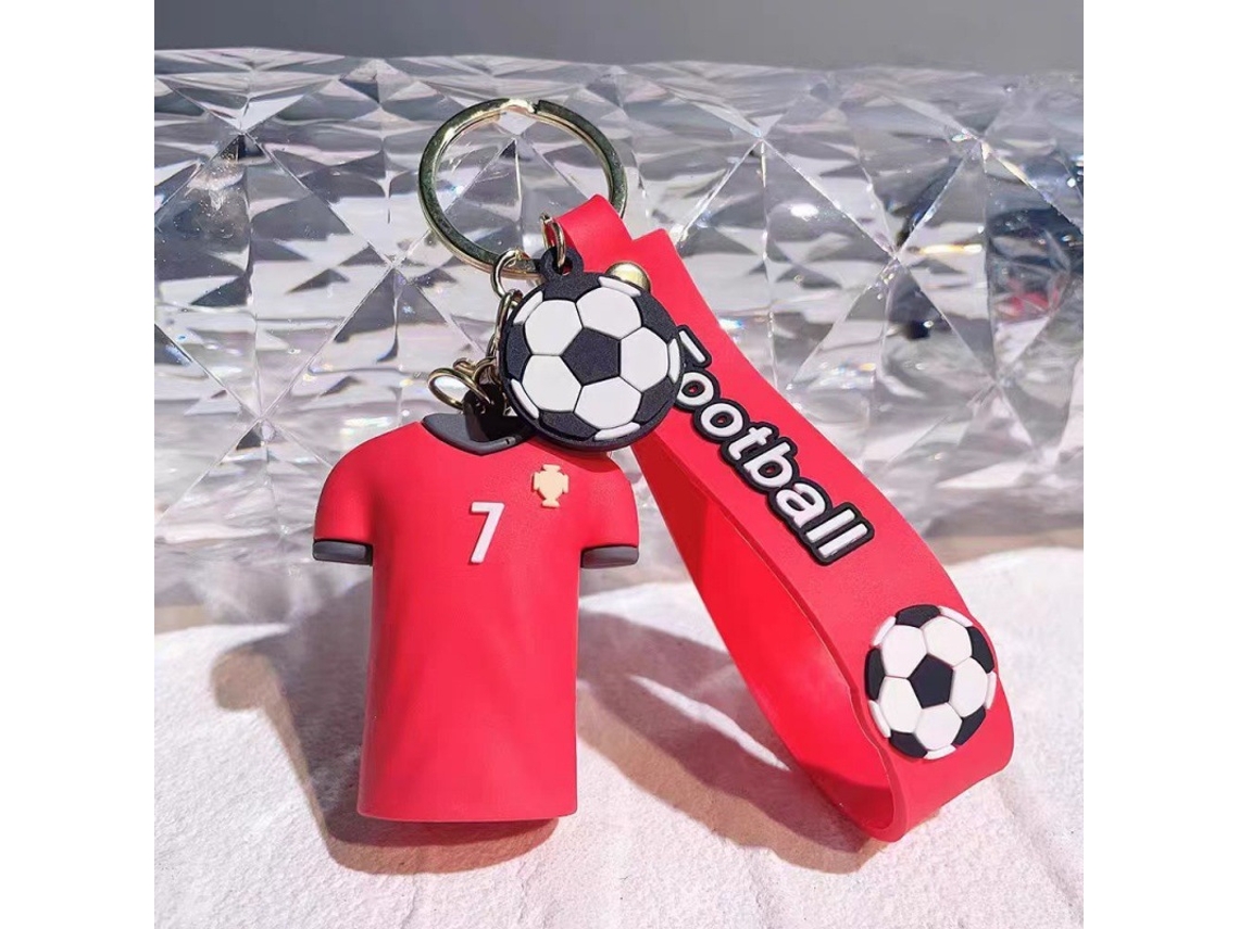 Pack Llaveros Camiseta Portugal N.º7 + Copa Mundial 2026, Silicona 3d, Anillo Metálico, Conjunto Recuerdo Hincha Fútbol.