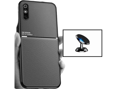Kit Funda Magnetic Lux y Soporte Magnético de Coche Xiaomi Redmi 9A Sport PHONECARE Negro