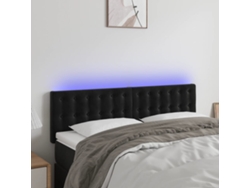 Cabecero Con Led De Terciopelo Negro 144x5x78/88 Cm