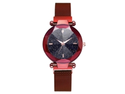 Reloj De Cuarzo Para Mujer Con Correa De Malla Y Botón Magnético, Esfera Redonda, Allo