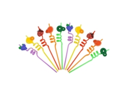 Juego de 10 pajitas reutilizables de 26 cm con forma de fruta, lavables y fabricadas en PET. Rosewell
