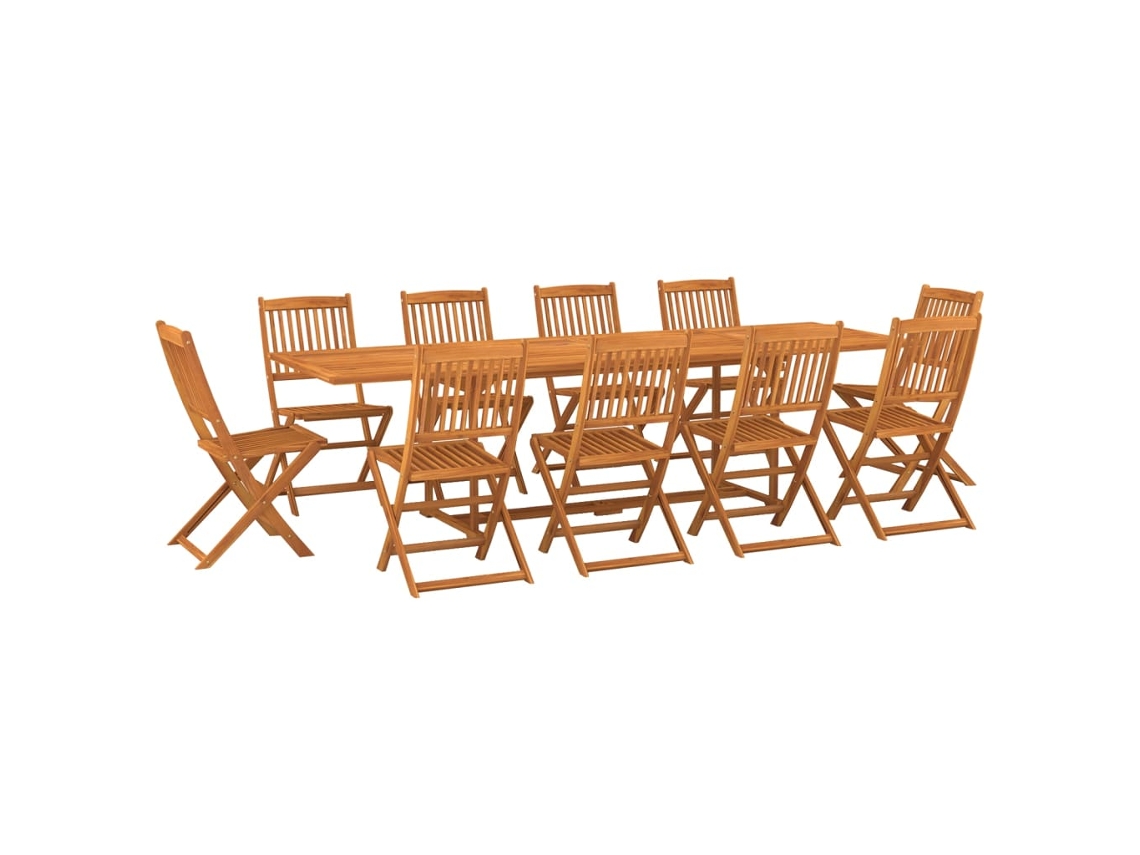 Maison Exclusive - Set Comedor De Jardín 11piezas Madera Maciza Acacia 280x90x75cm