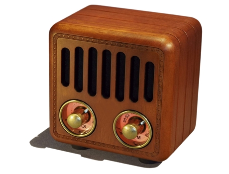 Altavoz CHRONUS Radio Vhf pequeña retro de madera y cerezo