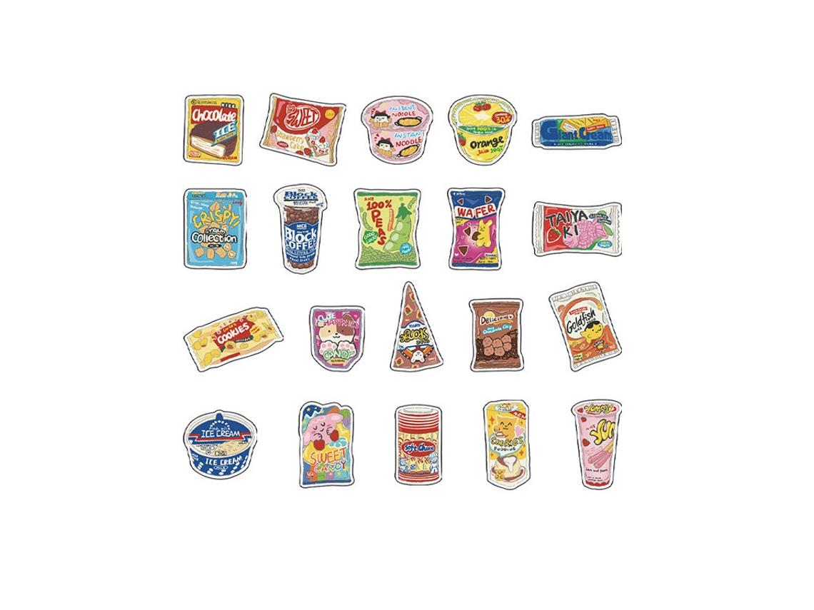 40 Adesivos Fofos De Comida Para Scrapbooking Planners Diários Rótulos Garrafas Notebook Celular Mala