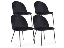 Juego de 4 sillas en terciopelo y madera FSC®