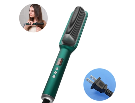 cepillo alisador de pelo iónico, plancha alisadora de pelo y rizador 2 en 1 para mujeres, calentamiento rápido, antiescaldaduras, bloqueo de temper...