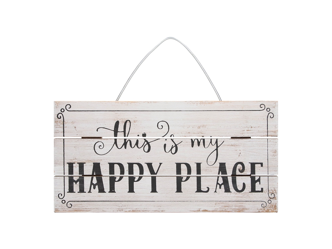 Letrero decorativo de madera impermeable para jardín - Lugar feliz