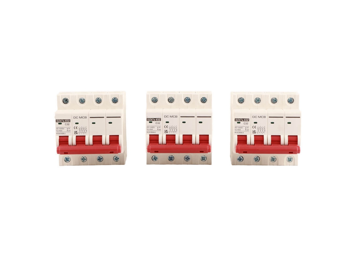 Veloriskku-3 Peças Interruptor De Circuito Mcb Dz47‑63z Dc1000v 4p Protetor Solar Contra Sobrecarga E Curto-circuito