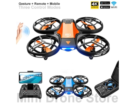 Mini Drone con cámara 4K HD (Modelo: V8 - Duración de la batería: 12 min - Naranja) YIZHOOD
