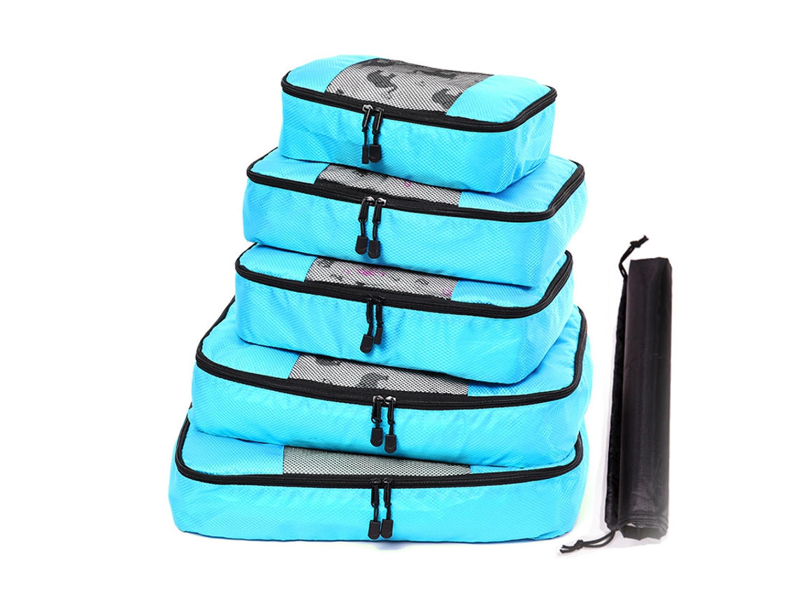 Juego De 6 Bolsas De Almacenamiento De Equipaje De Viaje Con Neceser Y Bolsa Para Zapatos CHRUI Azul Cielo
