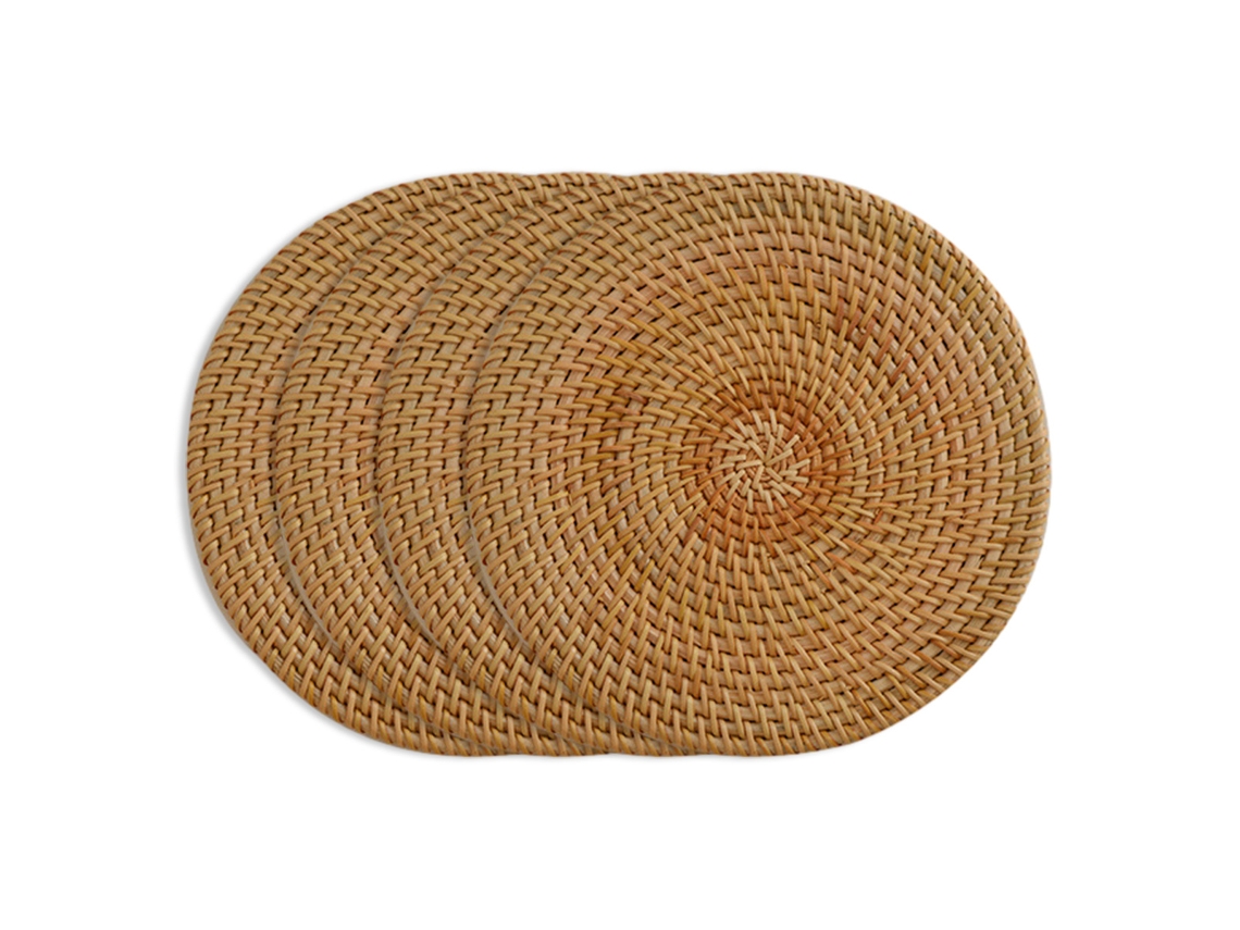 KOFIHETY Posa Platos de Ratán para Platos Calientes - Alfombrillas Aislantes, Duraderas para Mesas, Ollas, Sartenes y Teteras, Hechas de Madera Natural