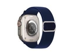 Bracelete Para Apple Watch 42/41/40/38mm - Nylon Elástico Com Fivela Em D E Listras Diagonais Azul Meia-noite