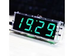Kit de relógio digital LED de 4 dígitos Veloriskku-diy com controle de luz, temperatura e caixa transparente.
