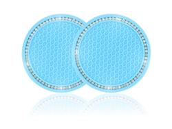 Soporte para macetas de coche, 2 piezas, impermeable, de silicona antideslizante, con cristales de imitación de diamantes azules.