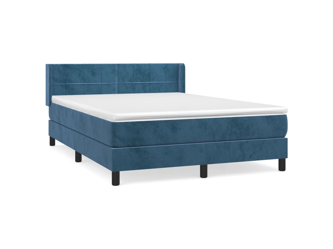 Maison Exclusive - Cama Box Spring Con Colchón Terciopelo Azul Oscuro 140x190 Cm