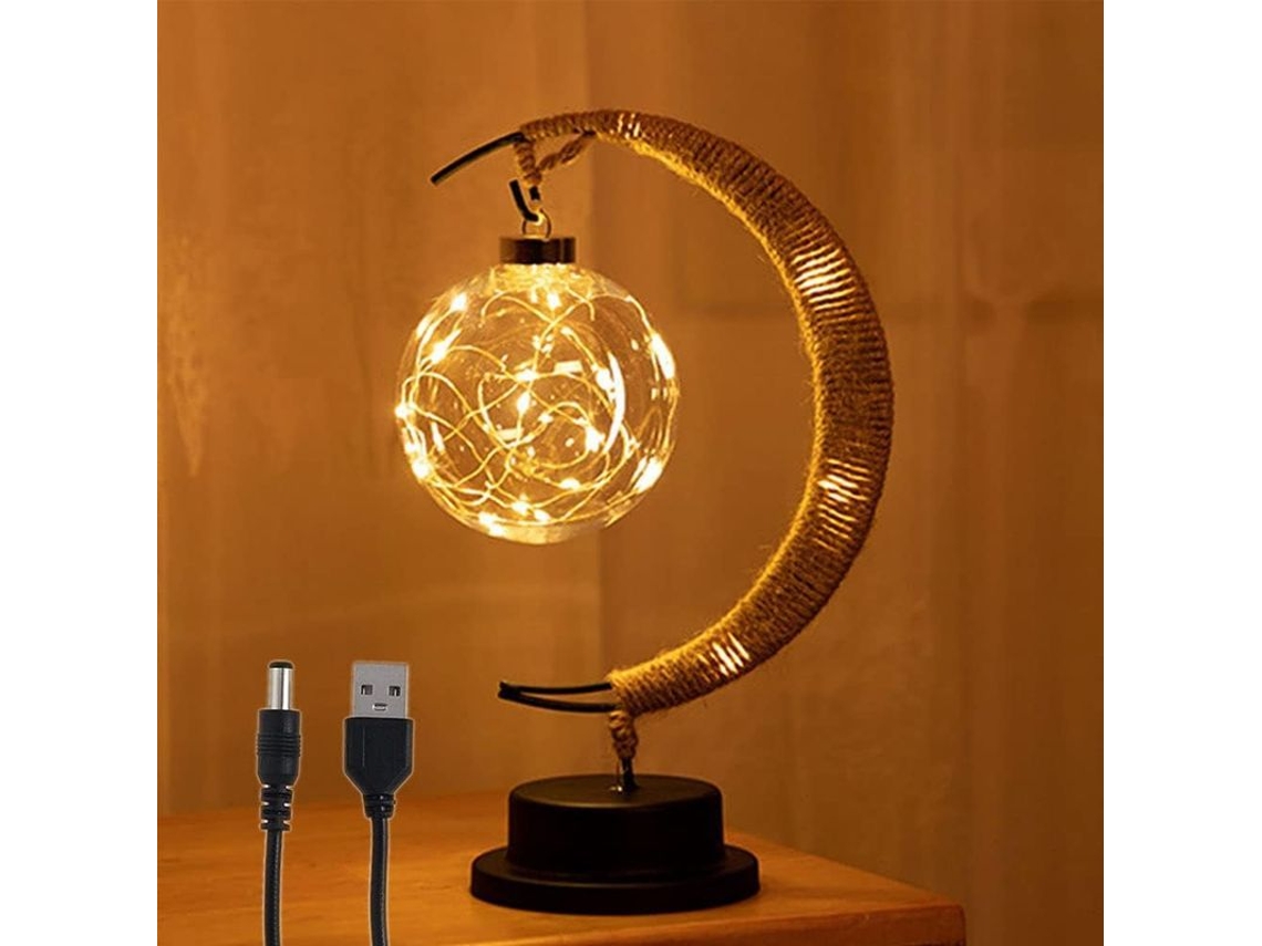 2026-27586-lámpara Lunar Encantada Led Con Base Usb/batería Luz Cálida Blanca Decoración