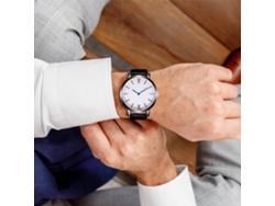 Reloj De Cuarzo Para Hombre Con Correa De Cuero Pu Dial Romano Punta Azul Negro